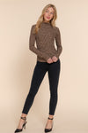 Animal Print Side Shirring L/S Knit Top