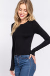 Solid Long Sleeve Basic Jersey Top