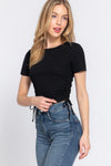 Ribbed Side Tie Ruched  Top