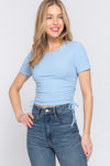 Ribbed Side Tie Ruched  Top