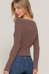 Boat Neck Long Sleeve Brushed Rib Knit Top