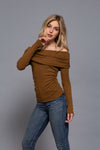 Off Shoulder Long Sleeve Knit Top