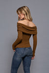 Off Shoulder Long Sleeve Knit Top