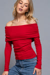 Off Shoulder Long Sleeve Knit Top