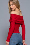 Off Shoulder Long Sleeve Knit Top