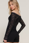 Off Shoulder L/S Stretch Lace Top