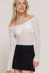 Off Shoulder L/S Stretch Lace Top