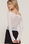 Off Shoulder L/S Stretch Lace Top