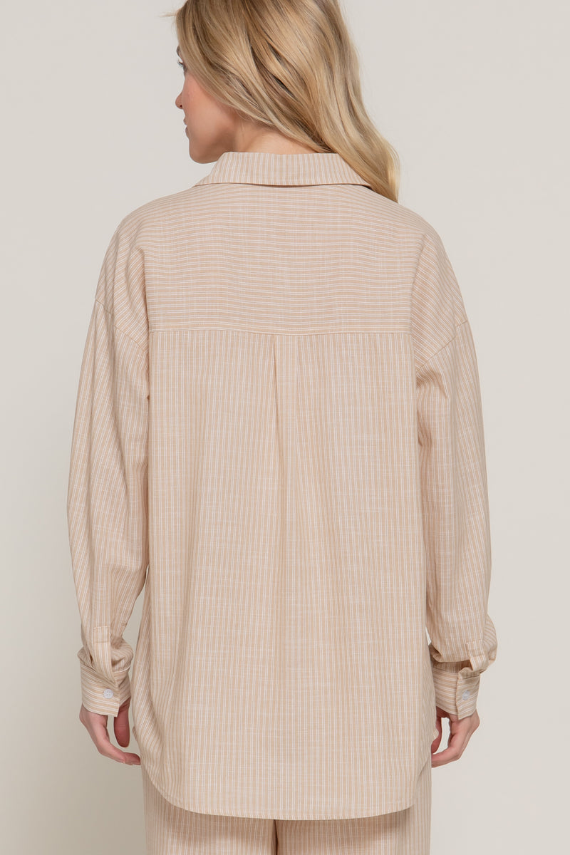 Striped Gauze L/S Woven Top