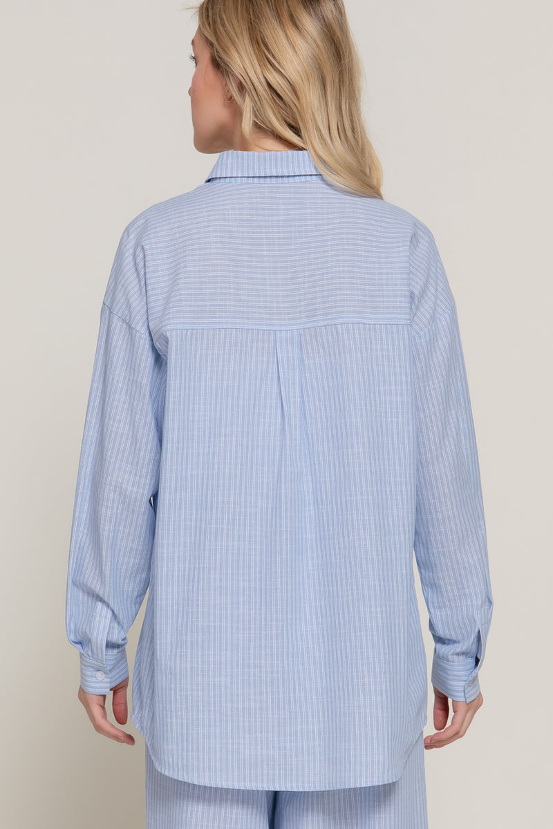 Striped Gauze L/S Woven Top