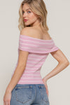 Off Shoulder Stripe Spring Sweater