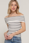 Off Shoulder Stripe Spring Sweater