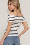 Off Shoulder Stripe Spring Sweater