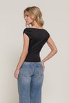 Wide Neck Ruched Basic Top