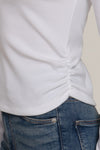 Ruched Side Long Sleeve Low Turtleneck Rib Top