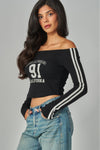 Los Angeles Off Shoulder Long Sleeve Tee
