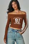 Los Angeles Off Shoulder Long Sleeve Tee