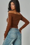 Los Angeles Off Shoulder Long Sleeve Tee