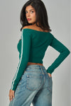Brooklyn Off Shoulder Long Sleeve Graphic Tee
