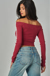 Brooklyn Off Shoulder Long Sleeve Graphic Tee