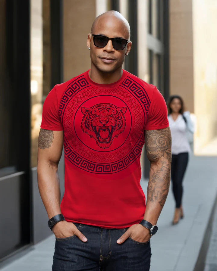 Crystal Tiger Face Medallion Tee
