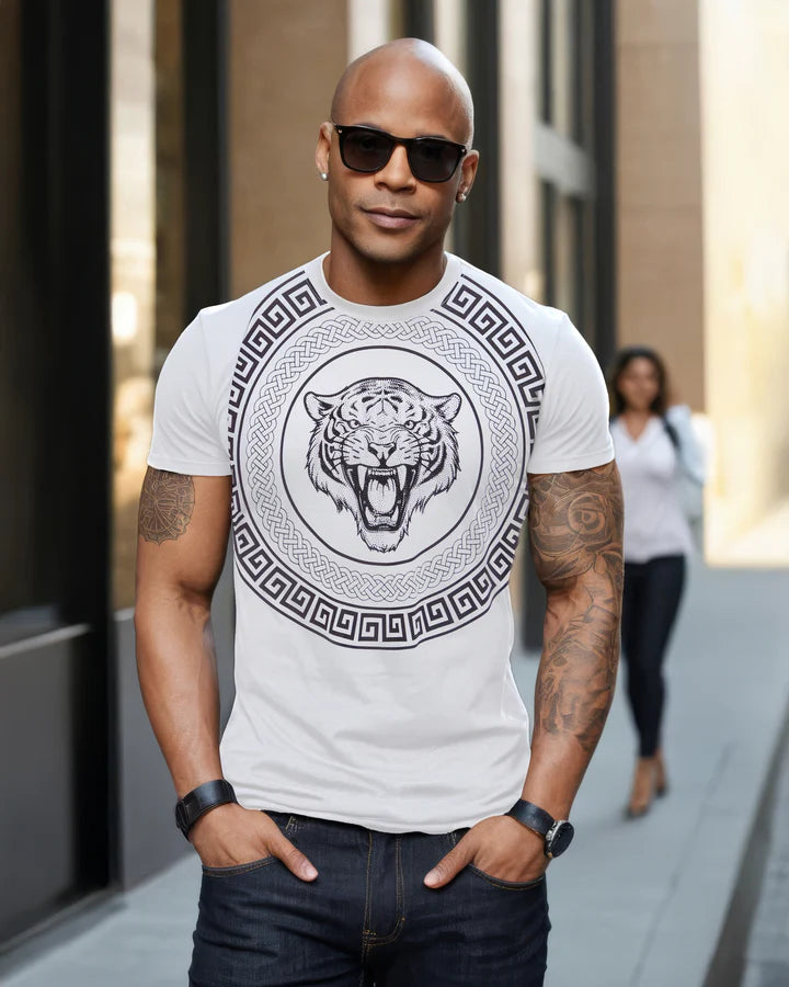 Crystal Tiger Face Medallion Tee