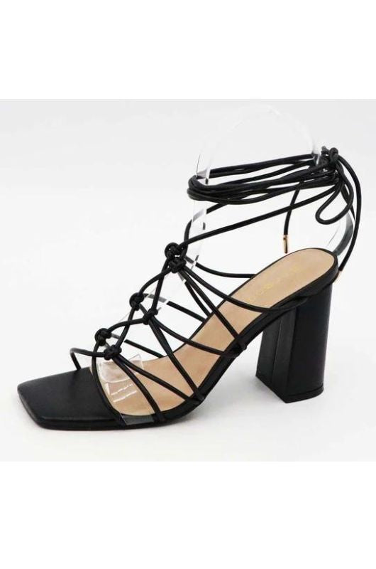 Untold Strap Cage Wrap Chunky Heel
