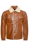 Sherpa Collar PU Button Jacket