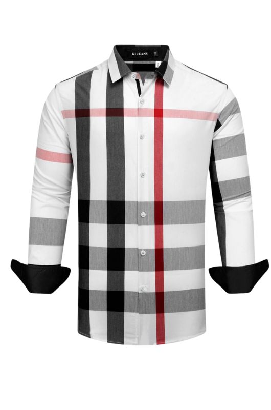 Checker Plaid Long Sleeve Button Up