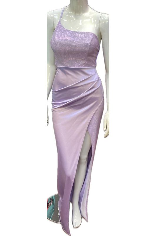Sparkle Satin Contrast One Shoulder Maxi Gown
