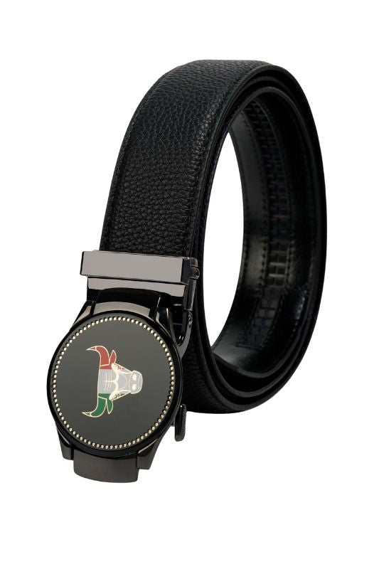 Mexican Flag Bull Round Emblem Belt