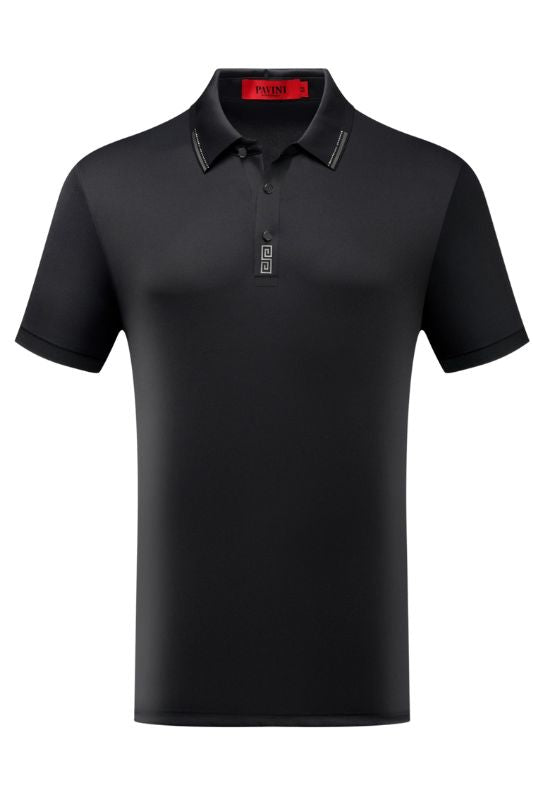 Solid S/S Polo with Crystal Embellishment