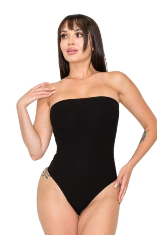 Tube Ribbed Cross Back Bodysuit