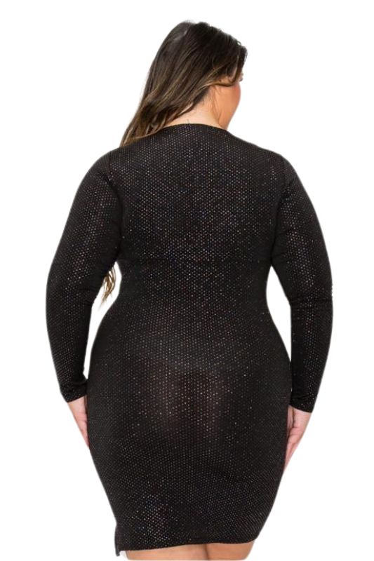 Sequin Wrap  Long Sleeve Mini Dress