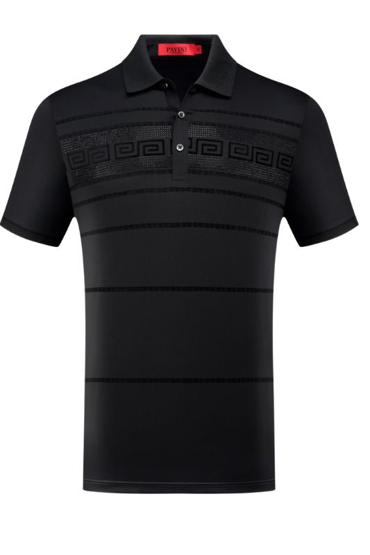 Rhinestone Geo Lined Polo