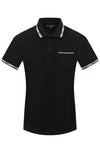 Pattern Trim Detail Button Polo