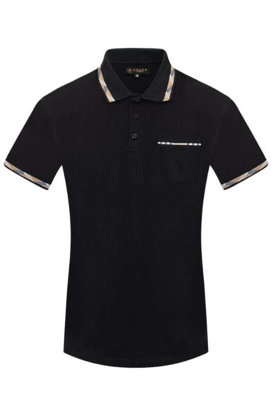 Pattern Trim Detail Button Polo