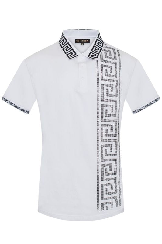 Geometric Line Rhinestone Polo