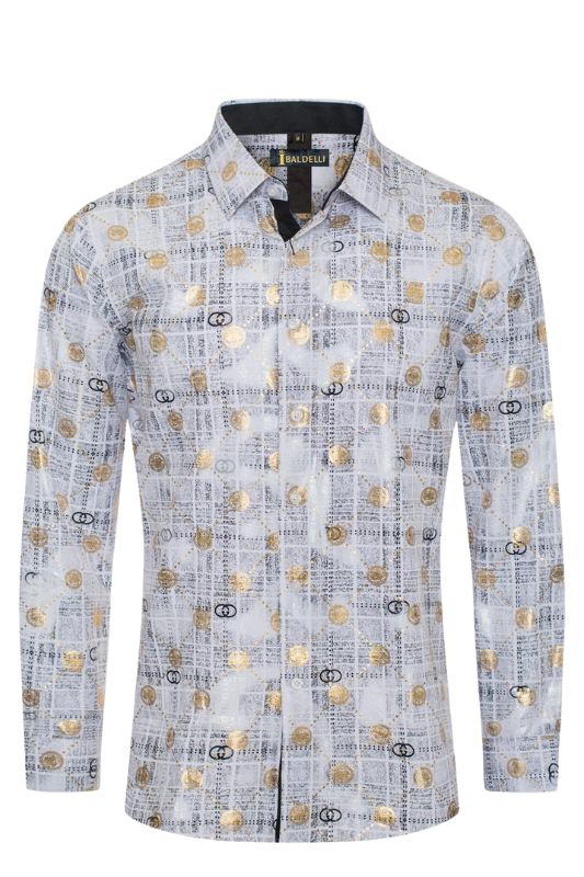 CC Interlock Foil Long Sleeve Button Up