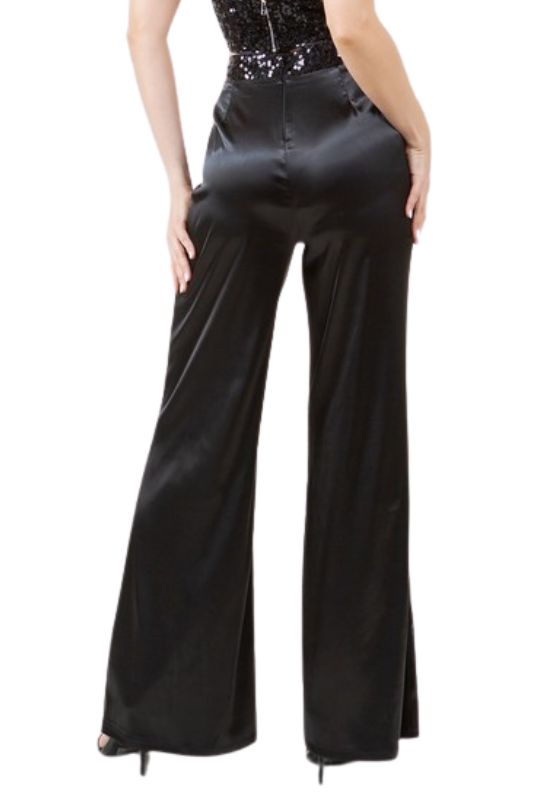 Sequin Waist Satin Pant