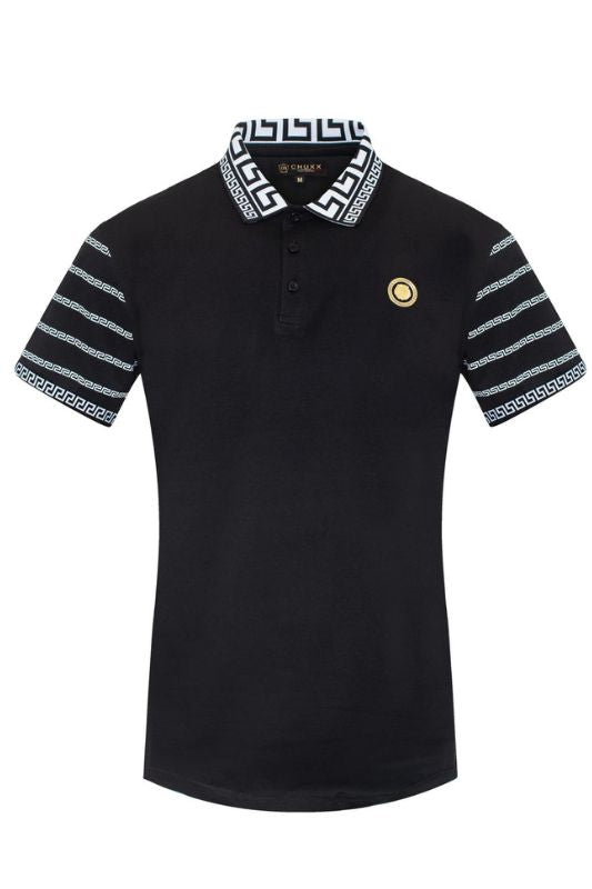 Geo Collar Slv Lion Emblem Polo