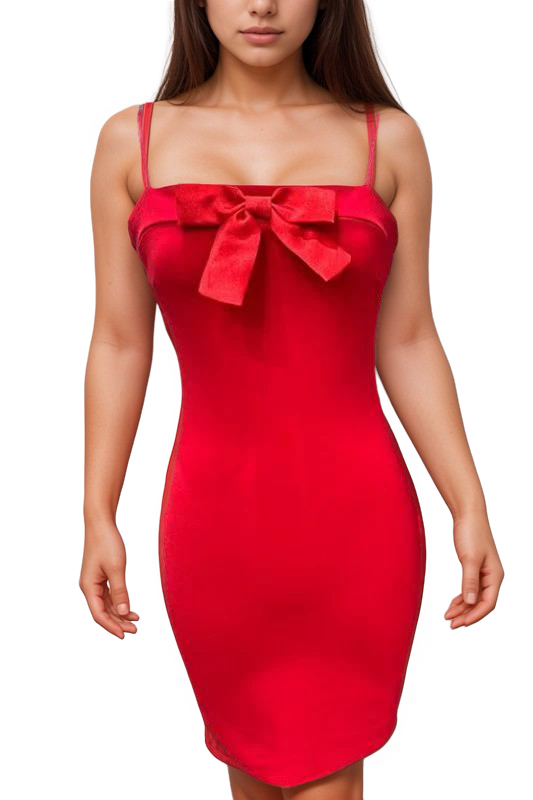 Front Bow Bodycon Mini Dress Red / Medium Front Bow Bodycon Mini Dress Red / Medium