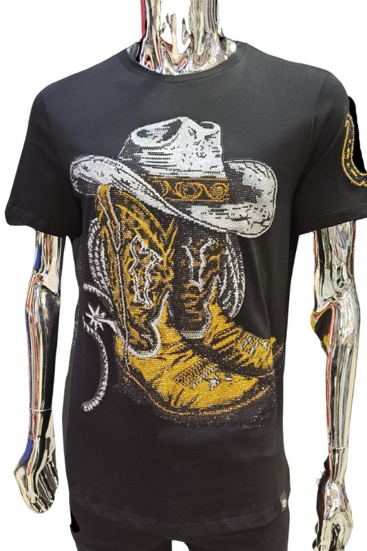 Rhinestone Cowboy Boots-Hat Tee