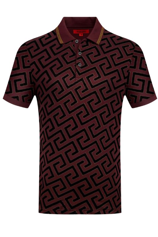 Geometric Velvet Flock S/S Polo