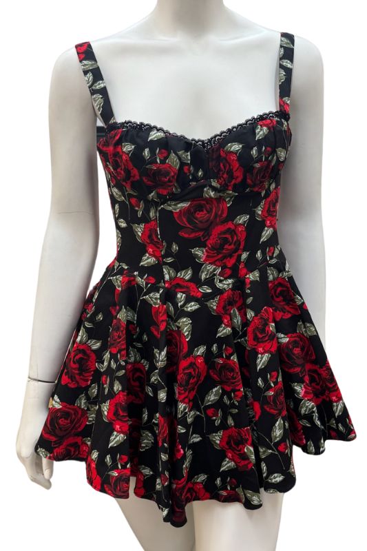 Roses Lace Trim A-Line Romper/Dress