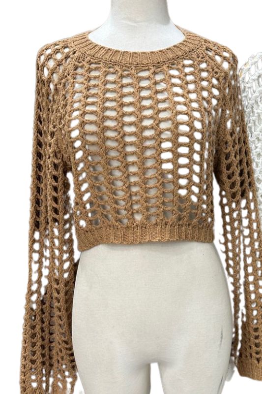 Open Fishnet Crew Sweater