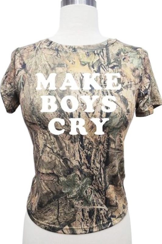 Camo Make Boys Cry Graphic Tee