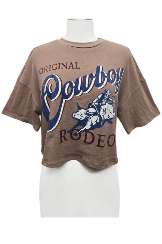 Cowboy Rodeo Oversize Crop Graphic Tee