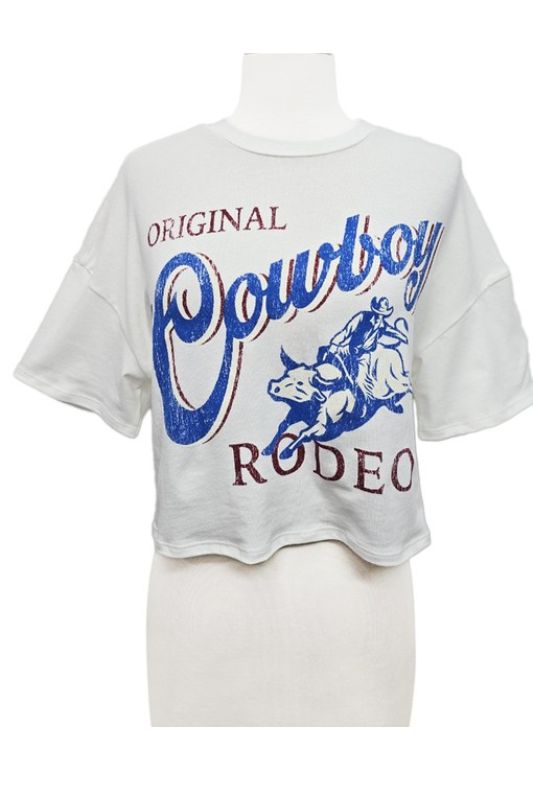 Cowboy Rodeo Oversize Crop Graphic Tee