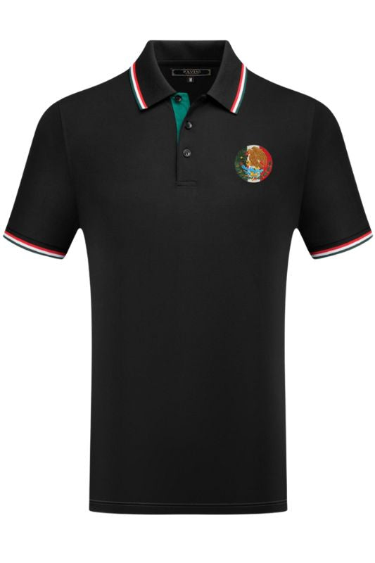 Mexico Flag Circle Button Polo